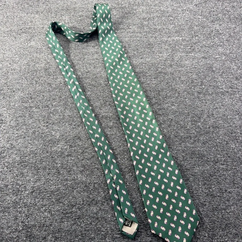 Christian Dior Monsieur Silk Tie Green Geometric Made in USA Italian Fabric